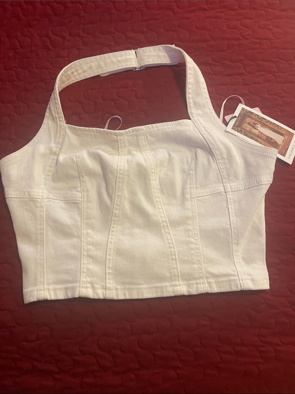 Sincerely Jules White Structured Halter Crop Top